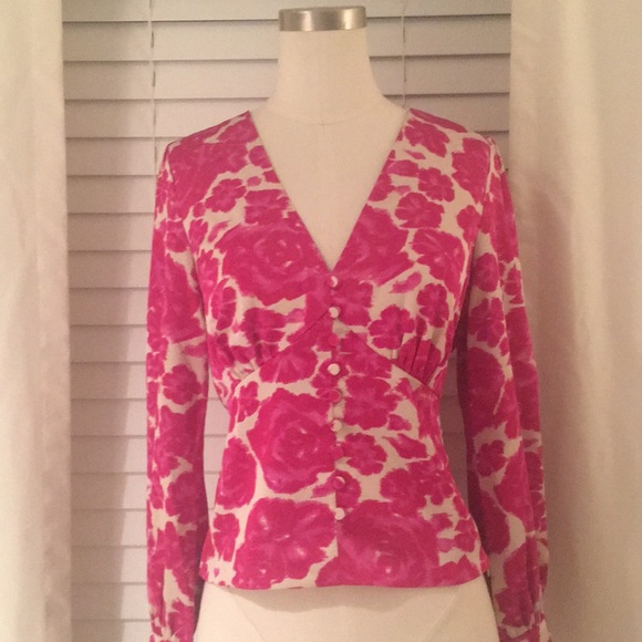 🎉HPx2🎉 J.Crew V-Neck Button Top Shaded Floral Sz00 - Picture 4 of 10